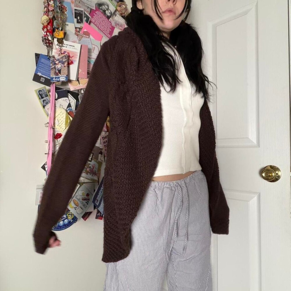 Bebe Y 2 K Brown Crochet Cardigan 6 F 41